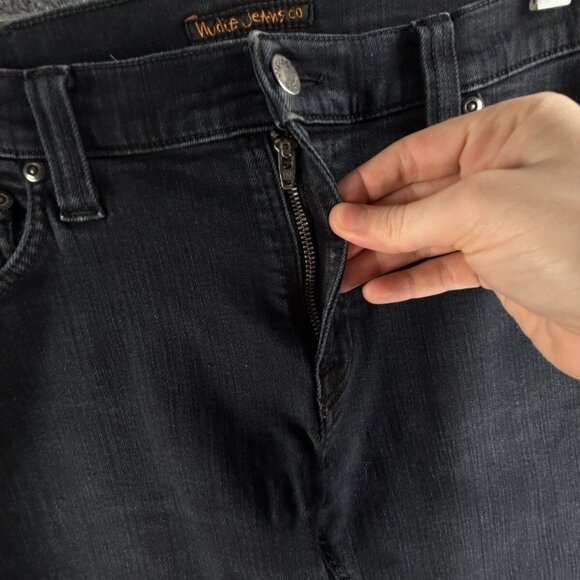 Nudie Jeans Tube Kelly Black Black Cotton Stretch Denim Jeans Adult ACTL 32X32 - Picture 9 of 16